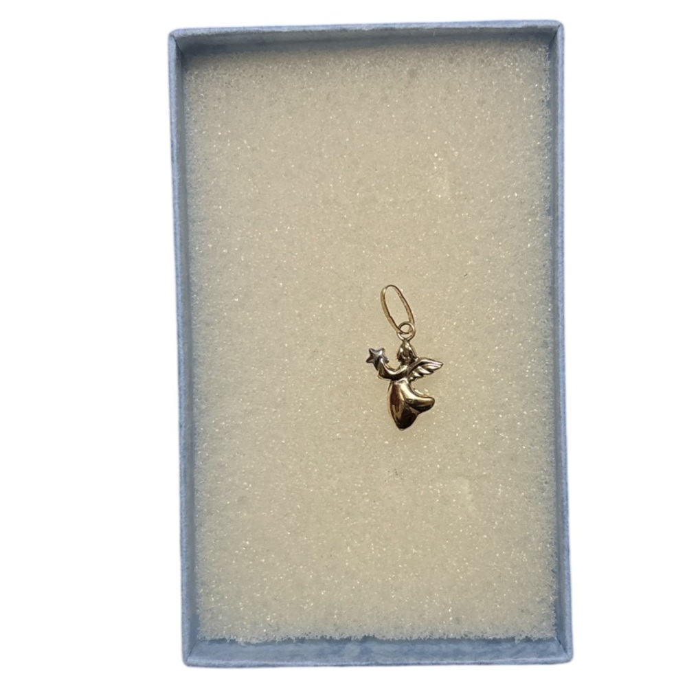 14k Yellow Gold And White Gold Angel Pendant / Charm - Picture 4 of 4